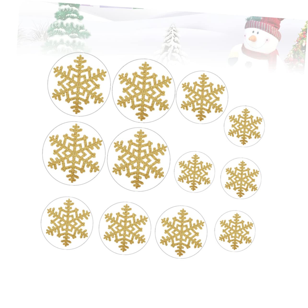 DECHOUS 3 Sets Schneeflocken-glitzeraufkleber Weihnachtsdekoration Selbstklebende Schneeflocken-wandaufkleber Für Heimdekorationen Christbaumschmuck 12 Stück * 3