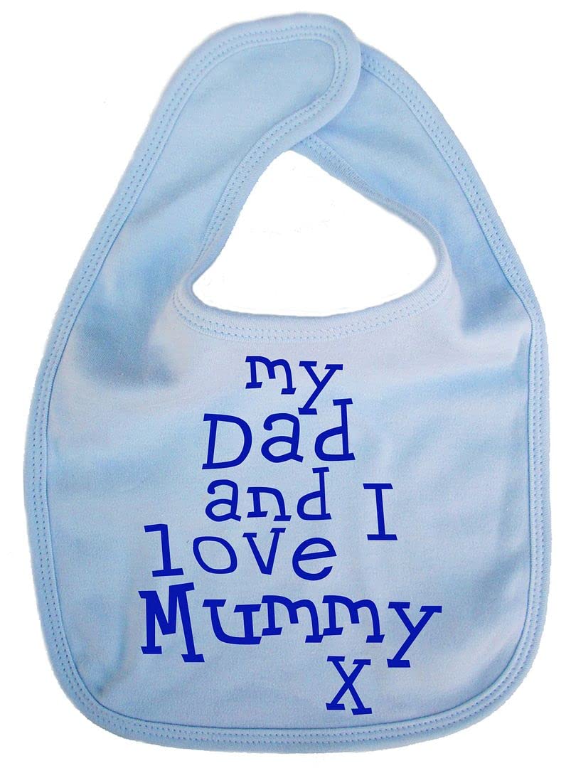 Image is Everything IiE, My Dad and I love Mummy, Baby Unisex Feeding Bib, Pale Blue