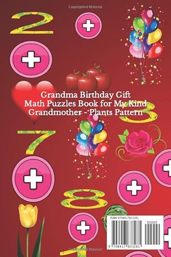 Grandma Birthday Gift: Math Puzzles Book for My Kind Grandmother - Plants Pattern