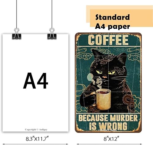 Miniatura 2 de Cartel de metal con texto en inglés Coffee Because Murder is Wrong, letrero de hojalata retro, divertido para decoración de pared para el hogar,