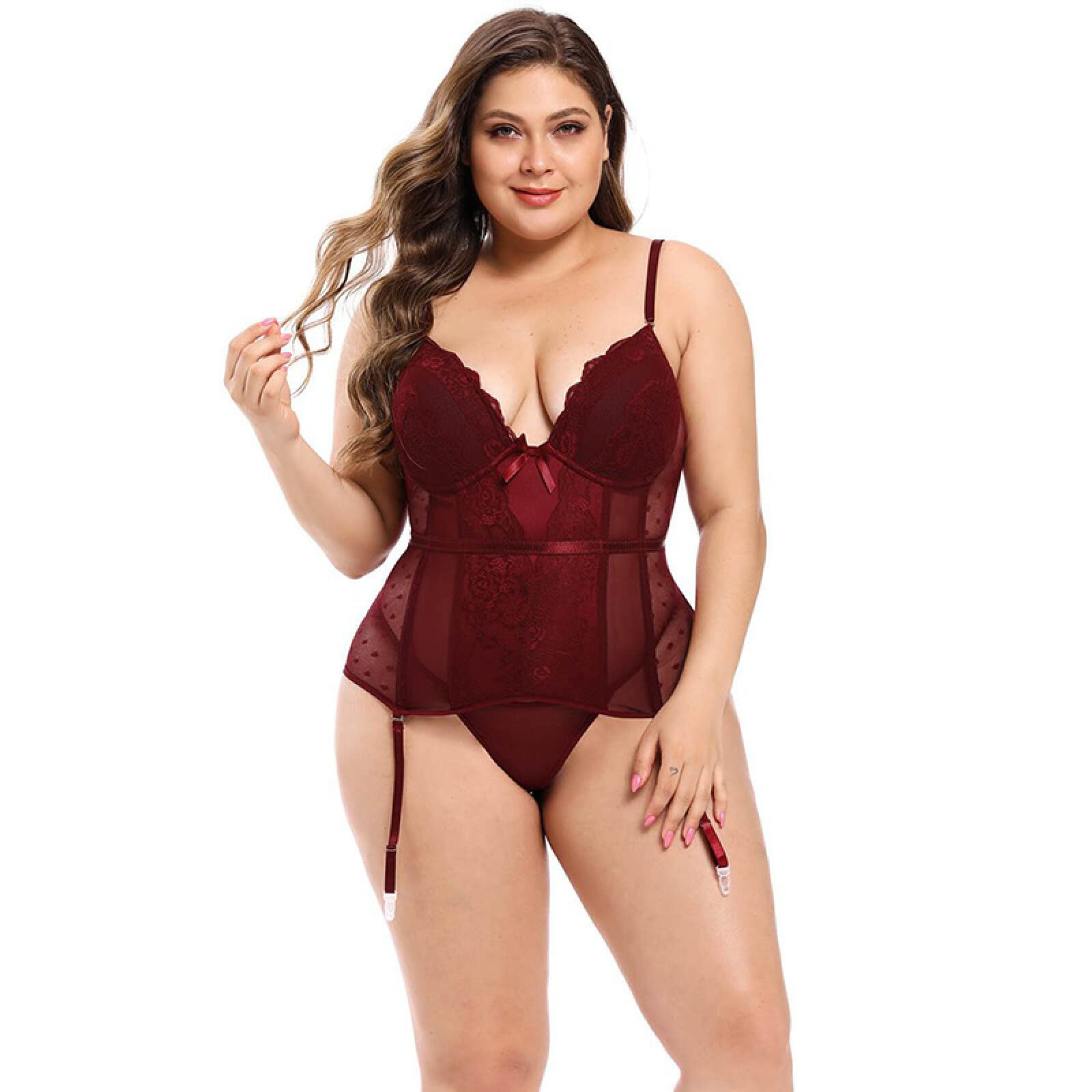 Abiti Boudoir Corsetto Grande con Cuciture in Pizzo Satinato