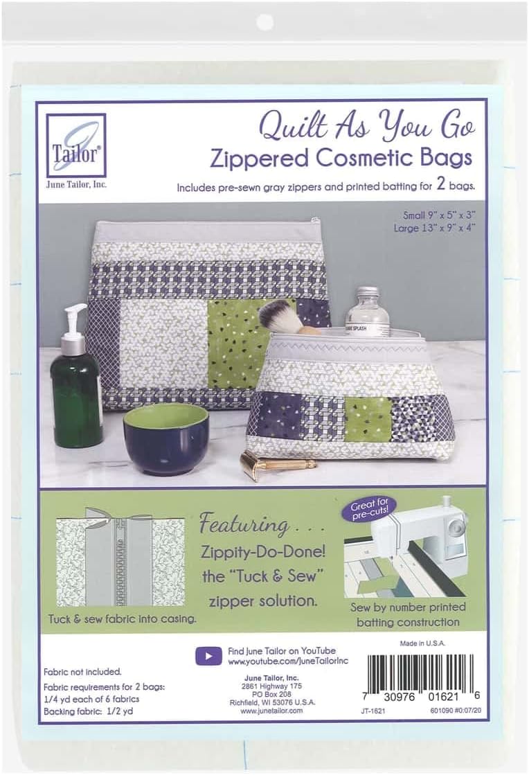 June Tailor Zippity Doo Cosmetic Bags (2) - Light Gray Zip