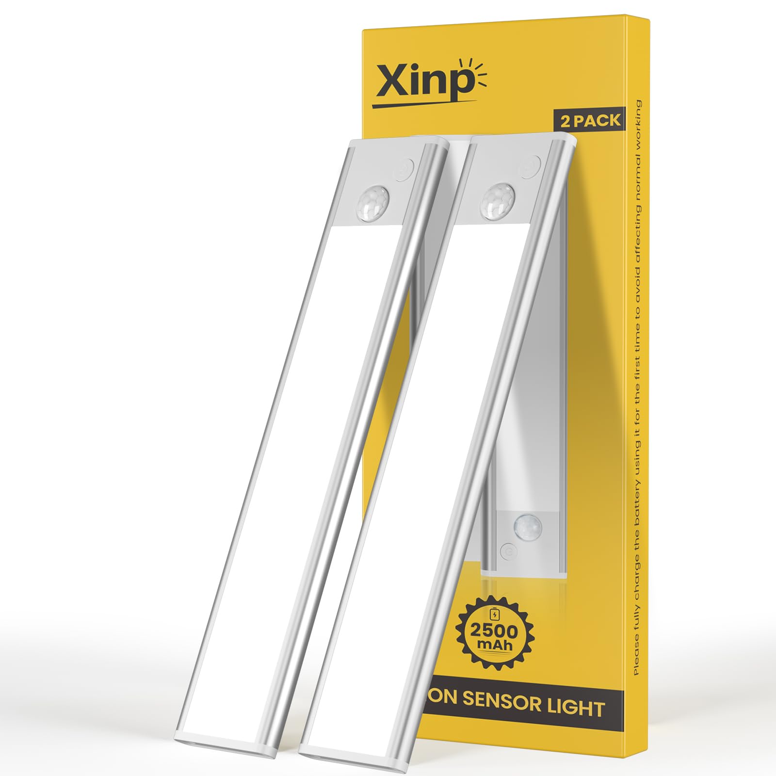 12inch Under Cabinet Lighting, LED Magnetic Motion Activated Under Cabinet Lights, Rechargeable Closet Lights 2500mAh Battery Operated, Wireless Dimmable Under Counter Lights for Kitchen 2 Pack