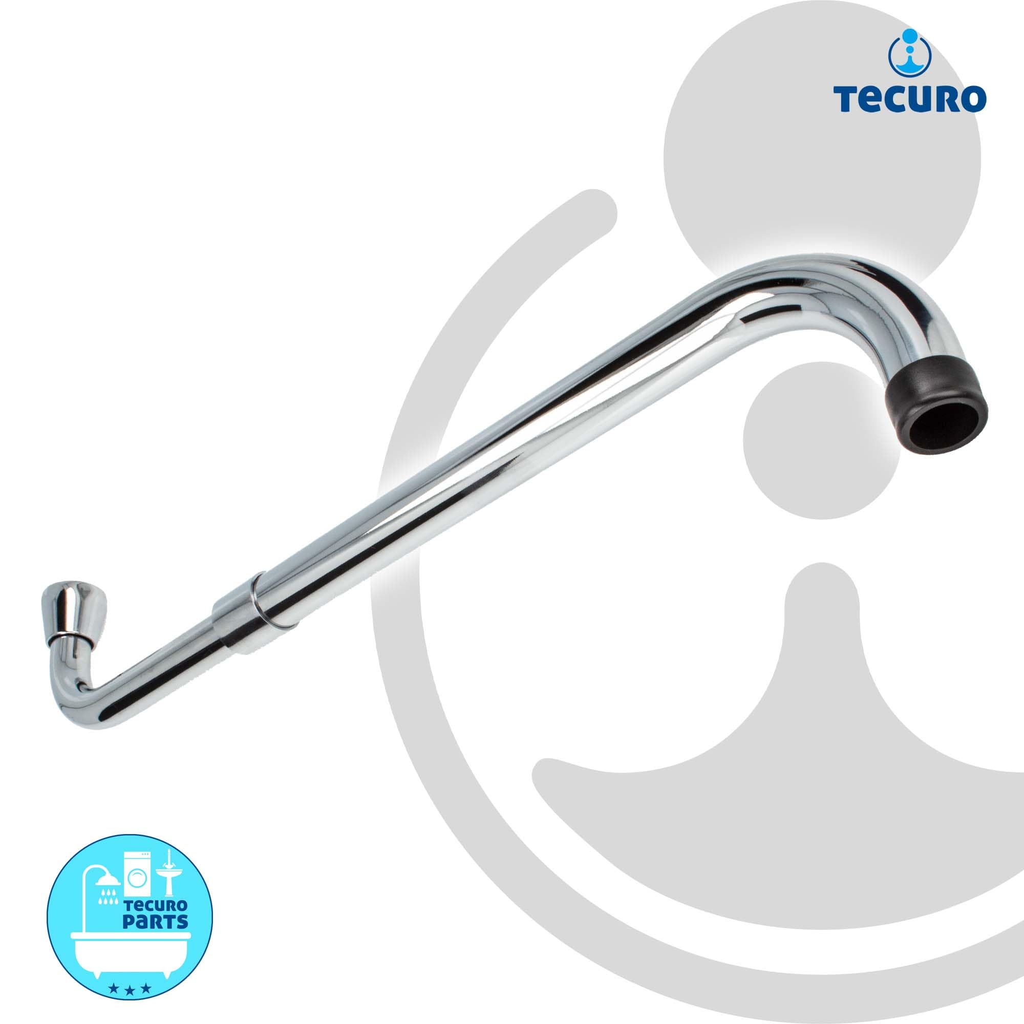tecuro S-Auslauf für Wand-Armaturen 3/4 Zoll flachdichtend, ausziehbar 200-300 mm, Messing verchromt
