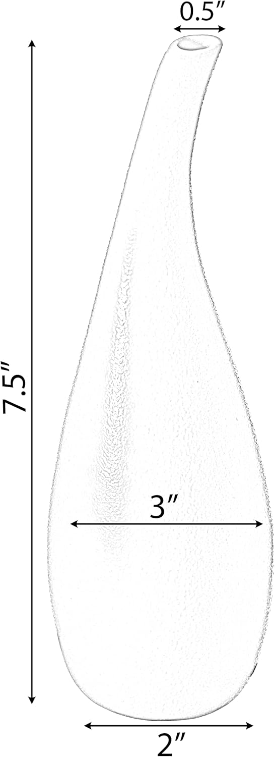 Uniquewise 8-inch Small White Ceramic Water Drop Vase - Modern Teardrop Shape for Home Decor - Perfect for Floating Shelves TV Stands Desks Bookshelves Side Tables Countertops and Contemporary Spaces