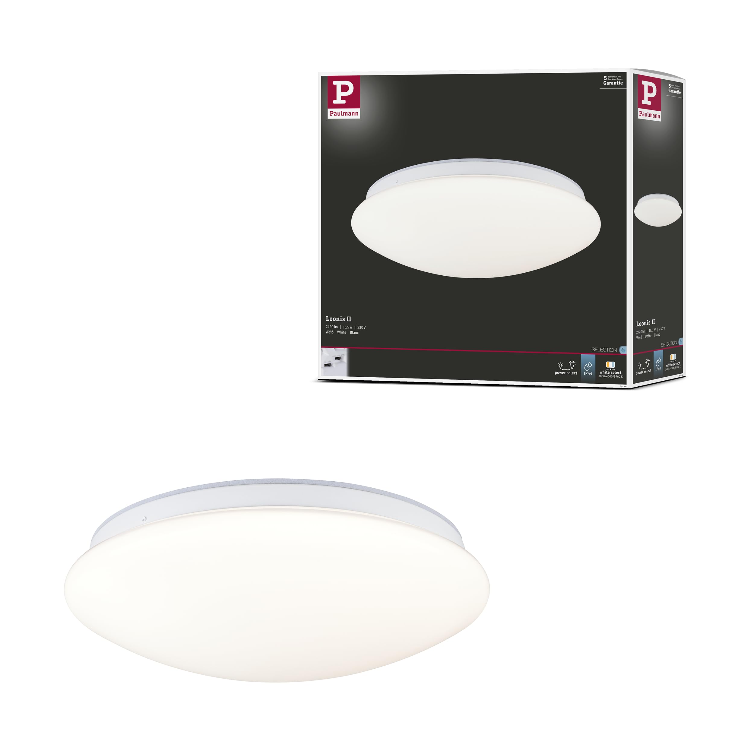 Paulmann 75406 LED Ceiling luminaire Leonis II IP44 3000-5700K 1750lm 230V 16,5W White