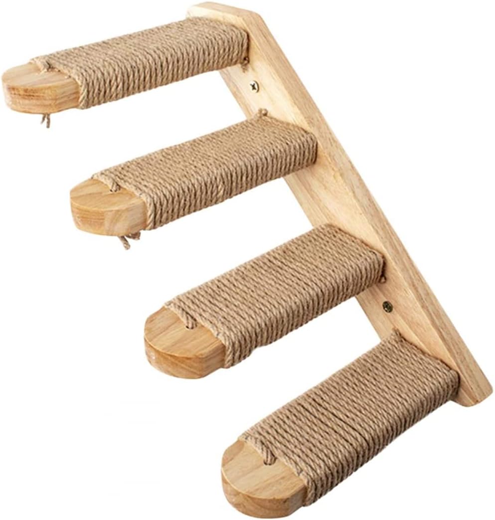 Wooden Cat Step Ladder, 4 Step Cat Staircase, Cat Wall Shelf, Pet Cat Indoor Activity Center Ladder-from Left to Right