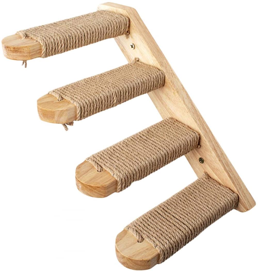 Wooden Cat Step Ladder 4 Step Cat Staircase Cat Wall Shelf Pet Cat Indoor Activity Center Ladder-from Left to Right(from Right to Left)