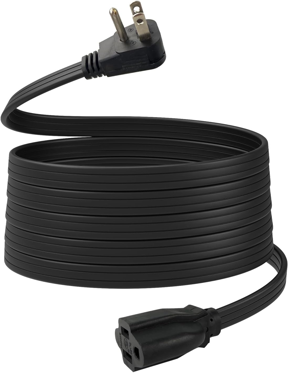 9 Ft Extension Cord, 14/3 Gauge Heavy Duty Appliance Power Cord, 3 Prong Grounded Indoor Cable for Air Conditioner, Refrigerator, Microwave, Washing Machine, 15A 1875W, UL Listed, Black