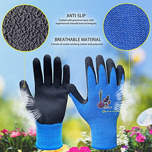 Evridwear Kids Gardening Gloves For Boys Girls Outdoor Yard Work,Planting (M (7-9Yr), Blue) #TOP1