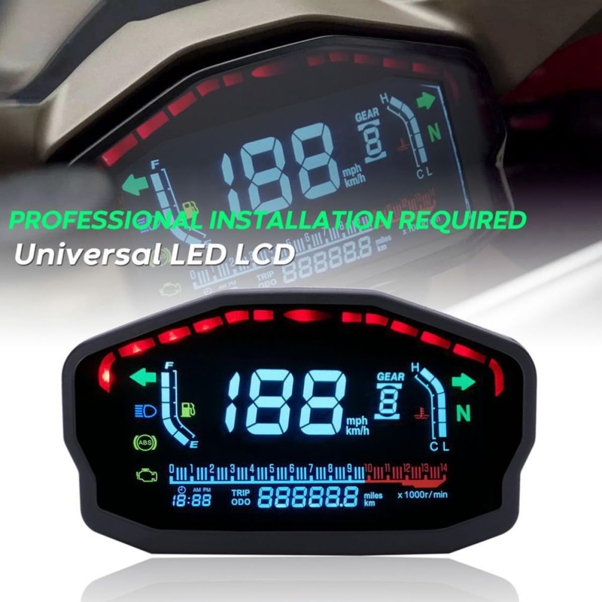 Velocímetro Digital LCD para Motocicleta 12v Odómetro
