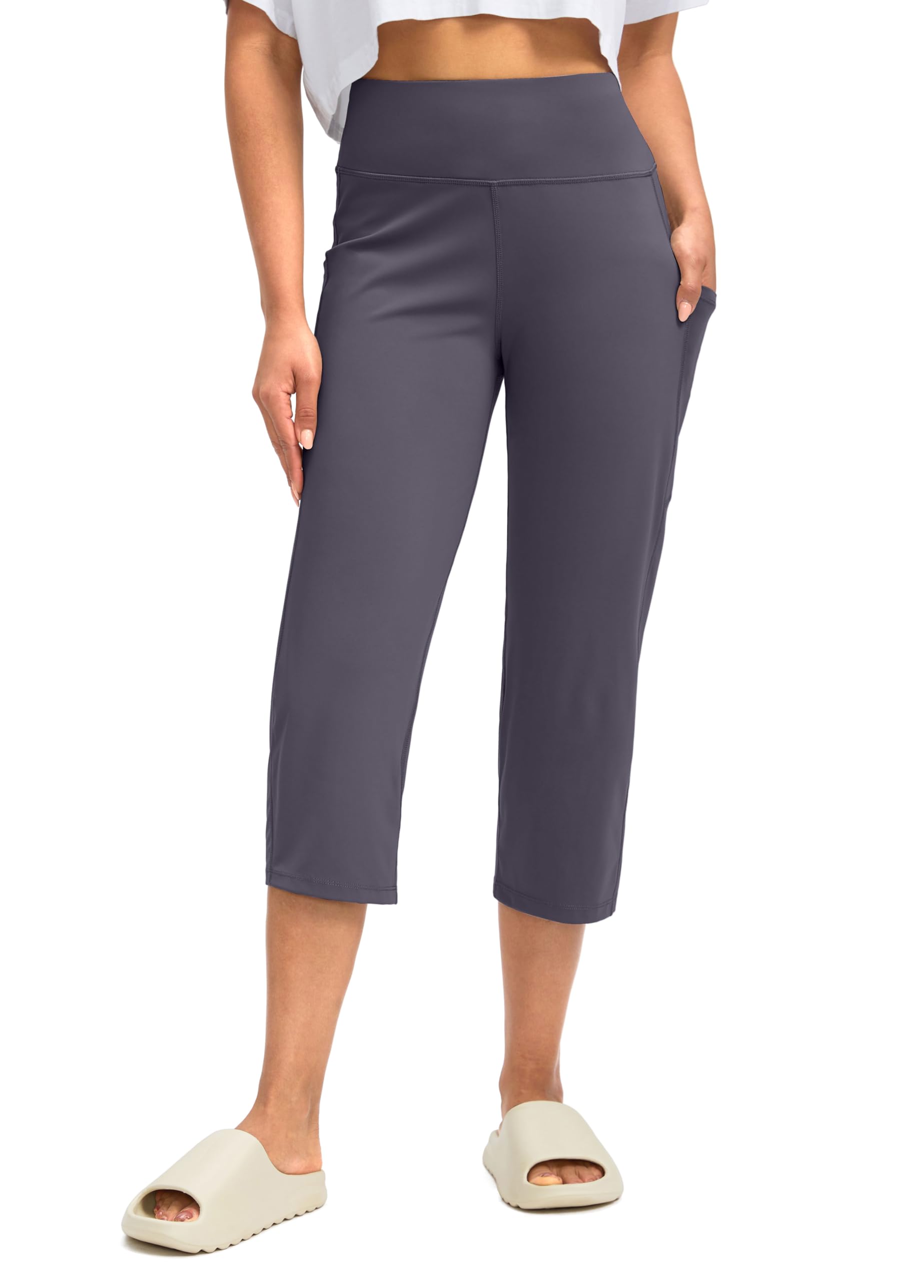 G Gradual Capri Pants for Women High Waist Workout Yoga Pants with Pockets Tummy Control Leggings Crop Straight