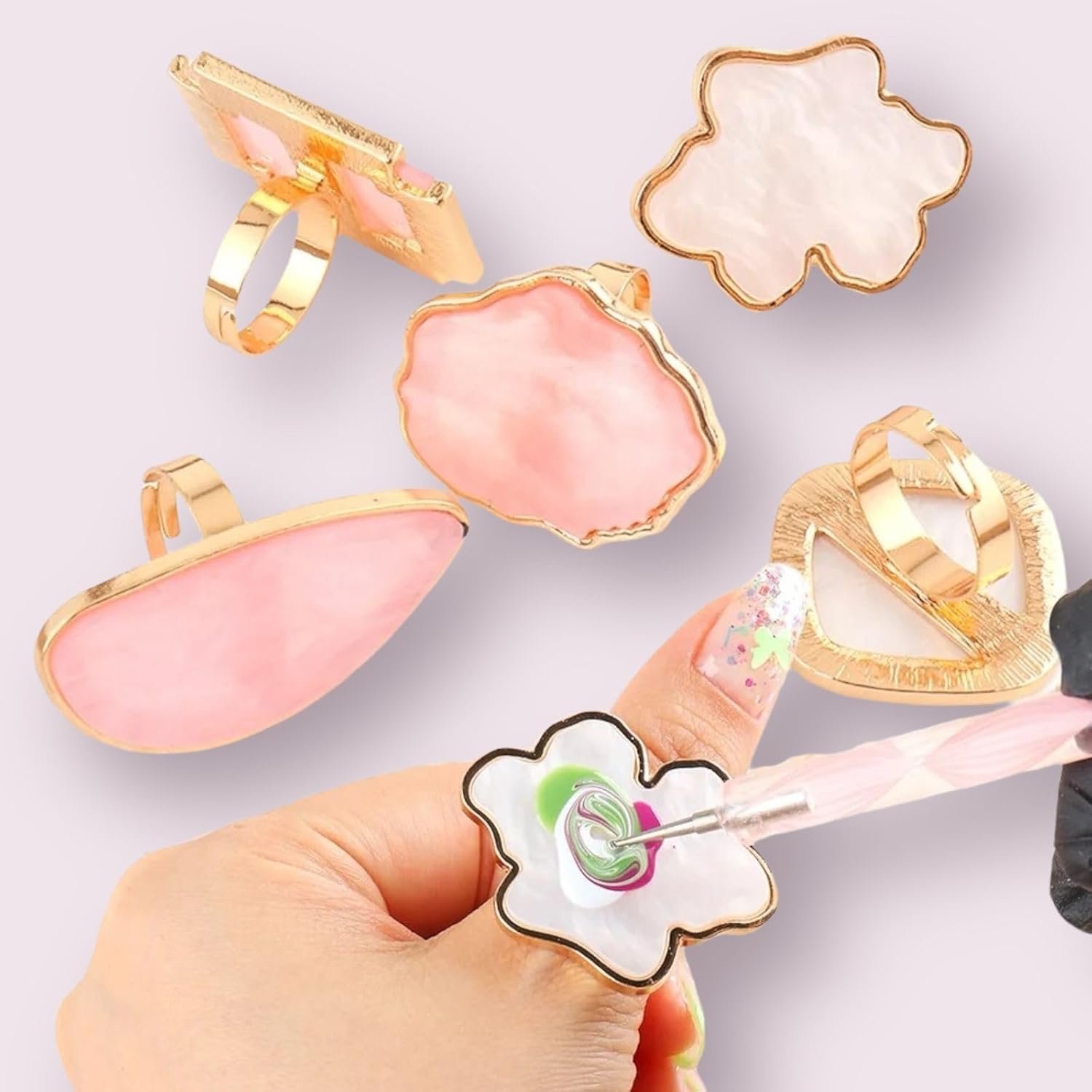 Beauty Empire Mixing Plate Ring Nail Art Mixing Plate Nail Art (Random Design)-image-10