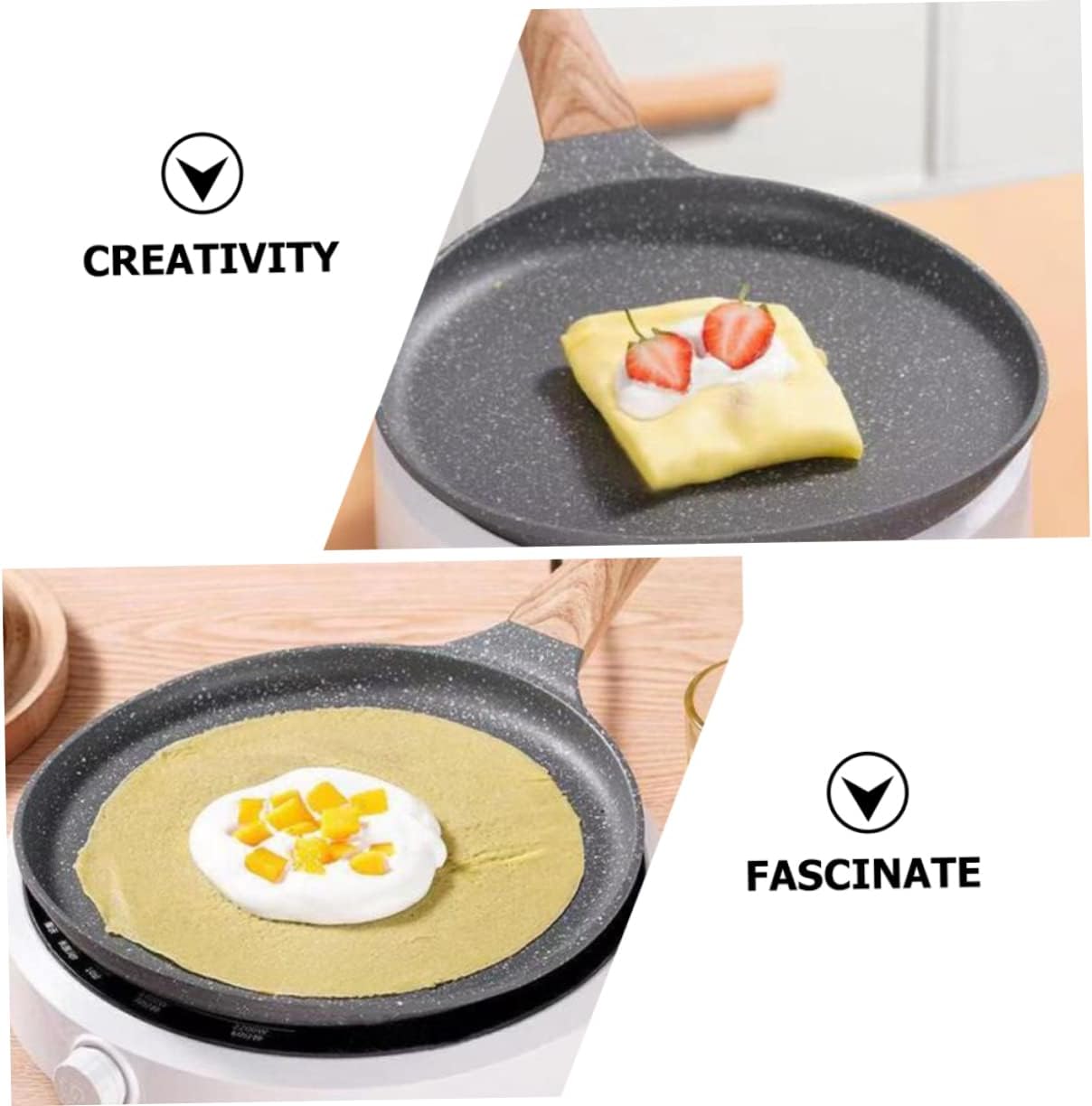 Non-stick Skillet Handle Baking Pan for and Crepes Lightweight Frying Pan for Outdoor Cooking and Barbecues and - Cookware