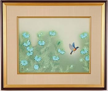 Amazon | 鳥 絵画 木版画 和風 日本画 上村松篁 「花の中」 額