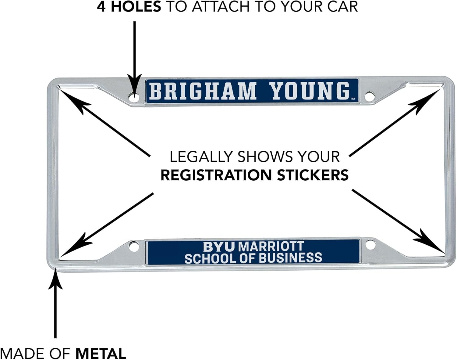 Desert Cactus Brigham Young University License Plate Frame Cougars BYU Cougs Car Accessories Tag Holder for Front or Rear of Car (Marriott School of Business)