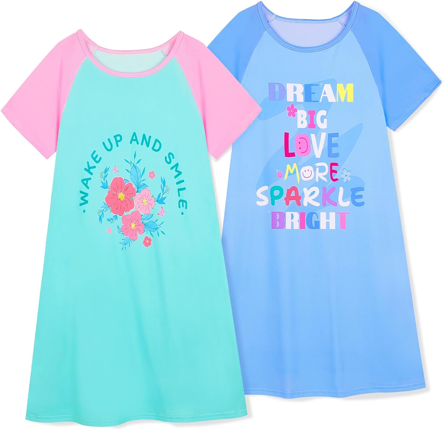 Play Tailor 2Pcs Girls Nightgowns Kids Pajamas Princess Nightgown Dress Sleepwear for Toddler Little Girls