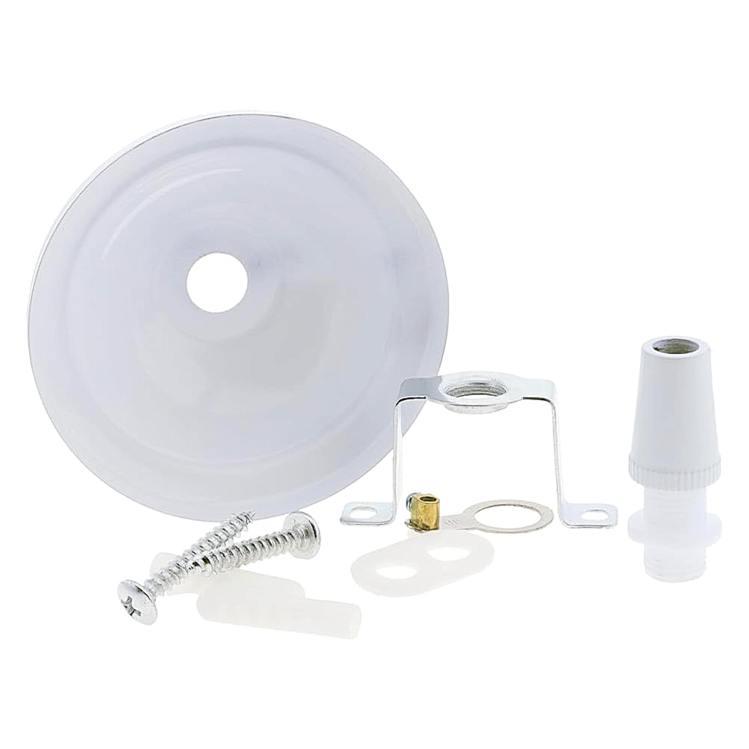 1 Pack Art Deco 67mm Diameter Small Metal Ceiling Rose and Colour Matched Metal Grip in Gloss White Finish - Image 2