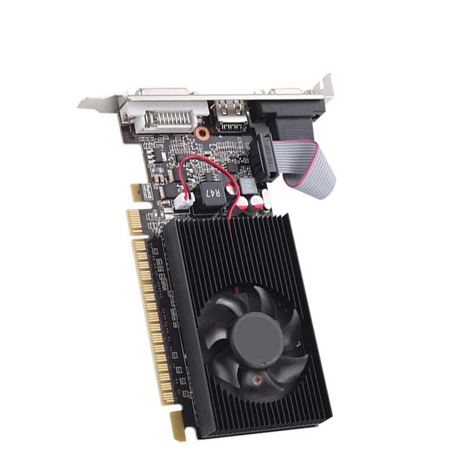 Walmeck Carte Graphique GT610 1 Go DDR3, Traitement Puissant d'image, Ports DVI VGA avec Ventilateur de Refroidissement de qualité, Petite Taille et Conception Légère