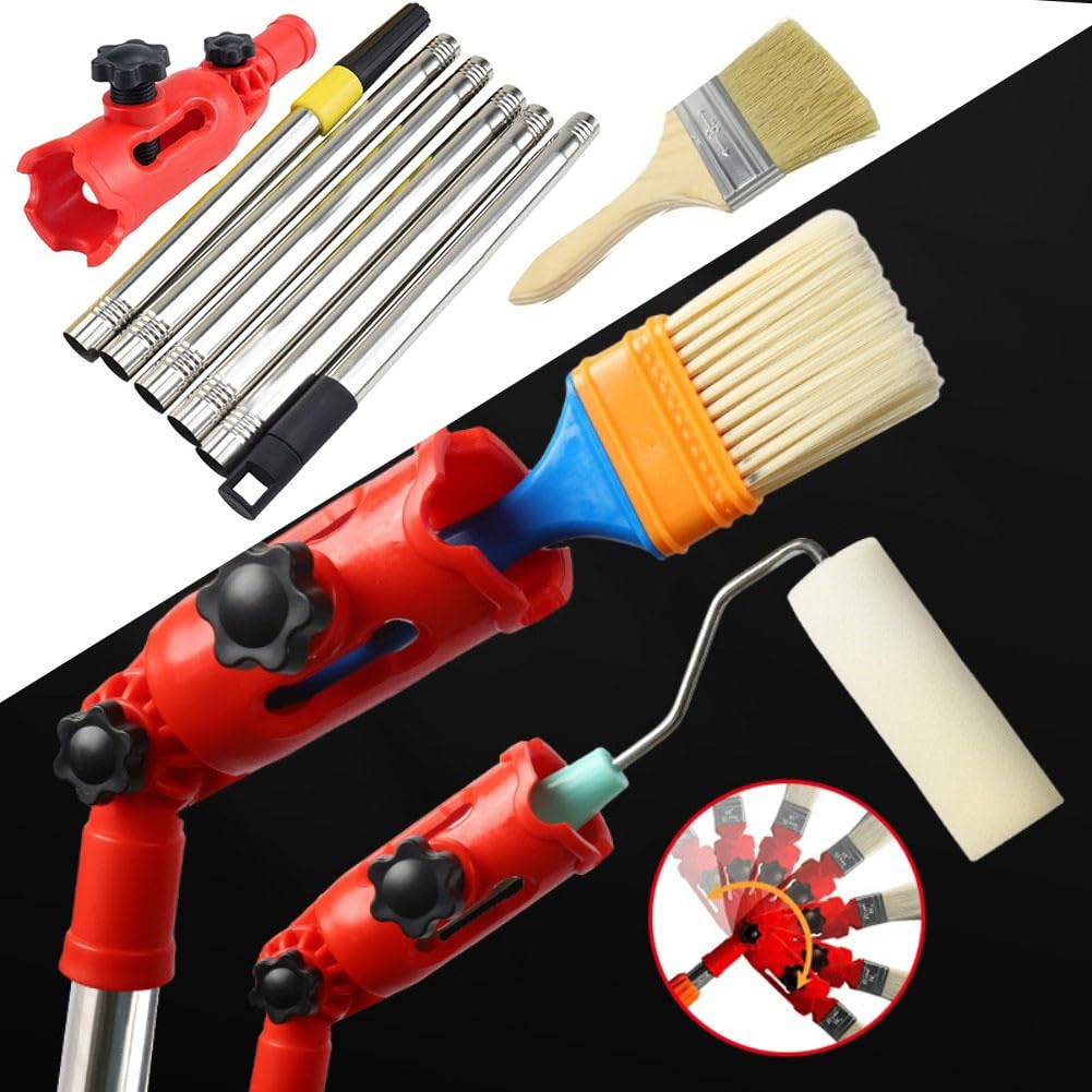 Support d'extension de pinceau multi-angles, extension de pinceaux à peinture multi-angles avec angles réglables pour plafonds et peinture longue portée