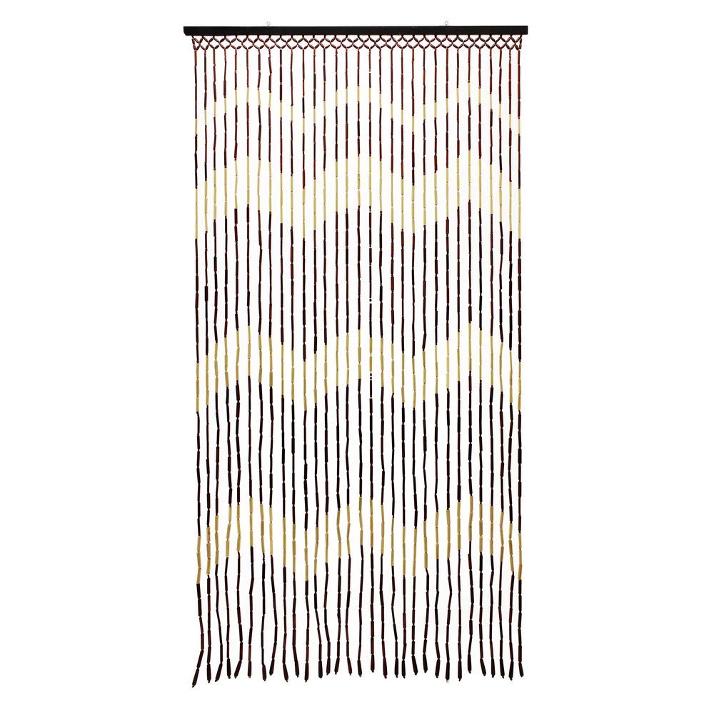 JVL 11-087C Provence Hanging Wooden Beaded Door Waves Curtain Screen, Multi-Colour, 90 x 180 cm