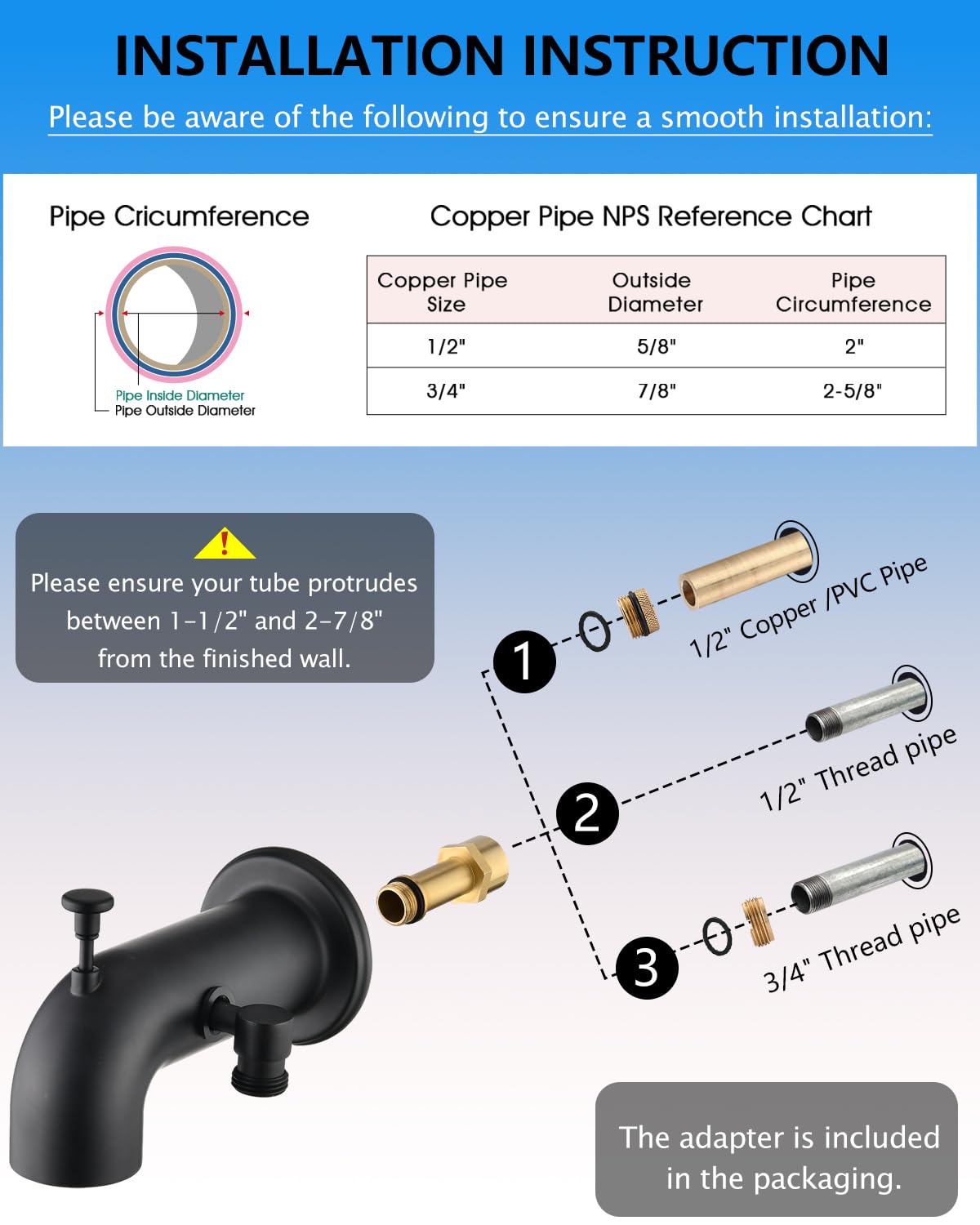 LOCALAND Bathtub Faucet with Sprayer, Tub Spout with Diverter Fits