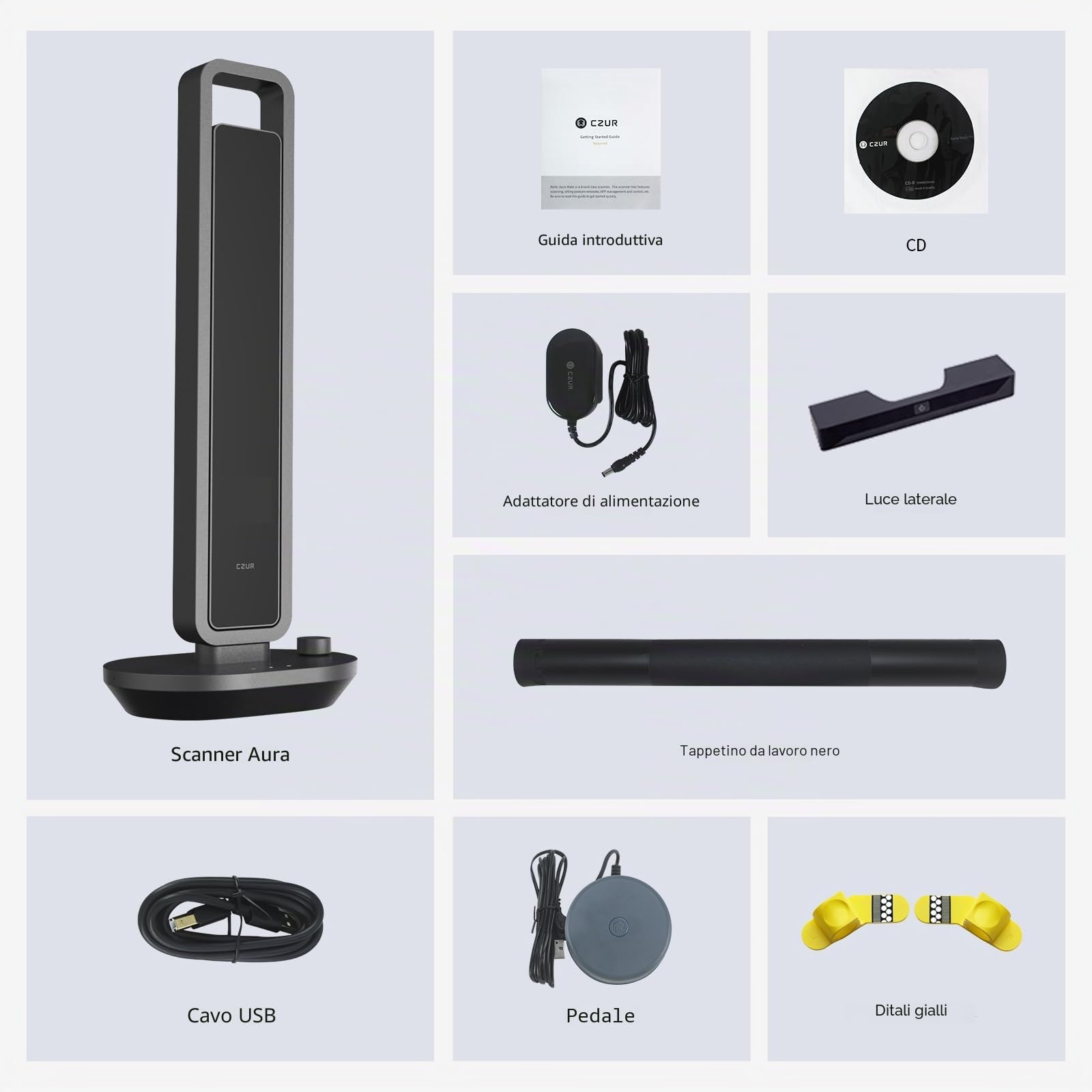 CZUR Scanner da 14 MP con lampada da scrivania a LED, scanner documenti con OCR per Win e Mac, fotocamera HD per documenti fino a A3 (Aura Pro)