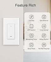 Vista 3 de GHome Smart Switch, Smart Wi-Fi Light Switch for Lights Work with Alexa and Google Home 2.4Ghz, Single-Pole, Neutral Wire Required, UL Certified