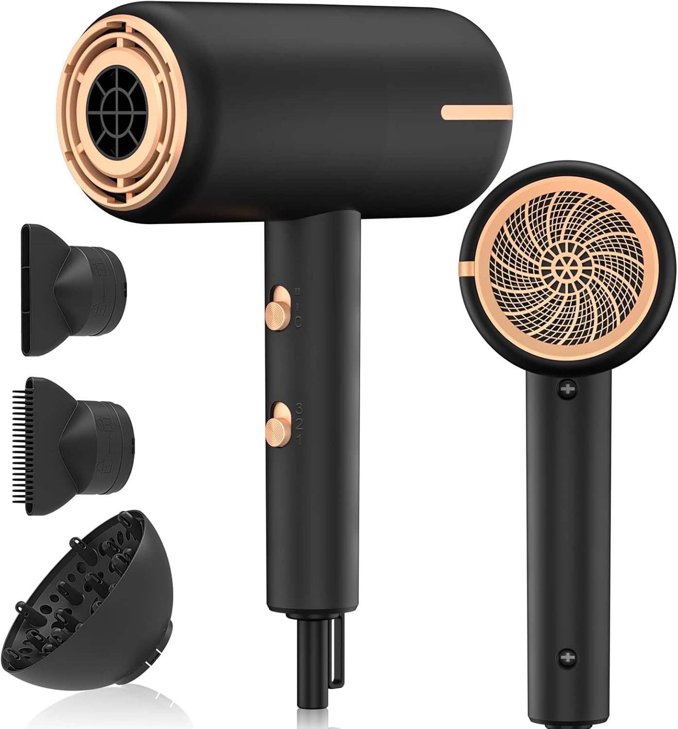 Ionic Hair Dryer, 1800W Blow Dryer with 3 Heating/2 Speed/Cold Settings, 2 Nozzles and 1 Diffuser, Fast Drying Hair Dryer, Constant Temperature Hair Care Without Damaging Hair for Travel, Home, Salon : Beauty & Personal Care