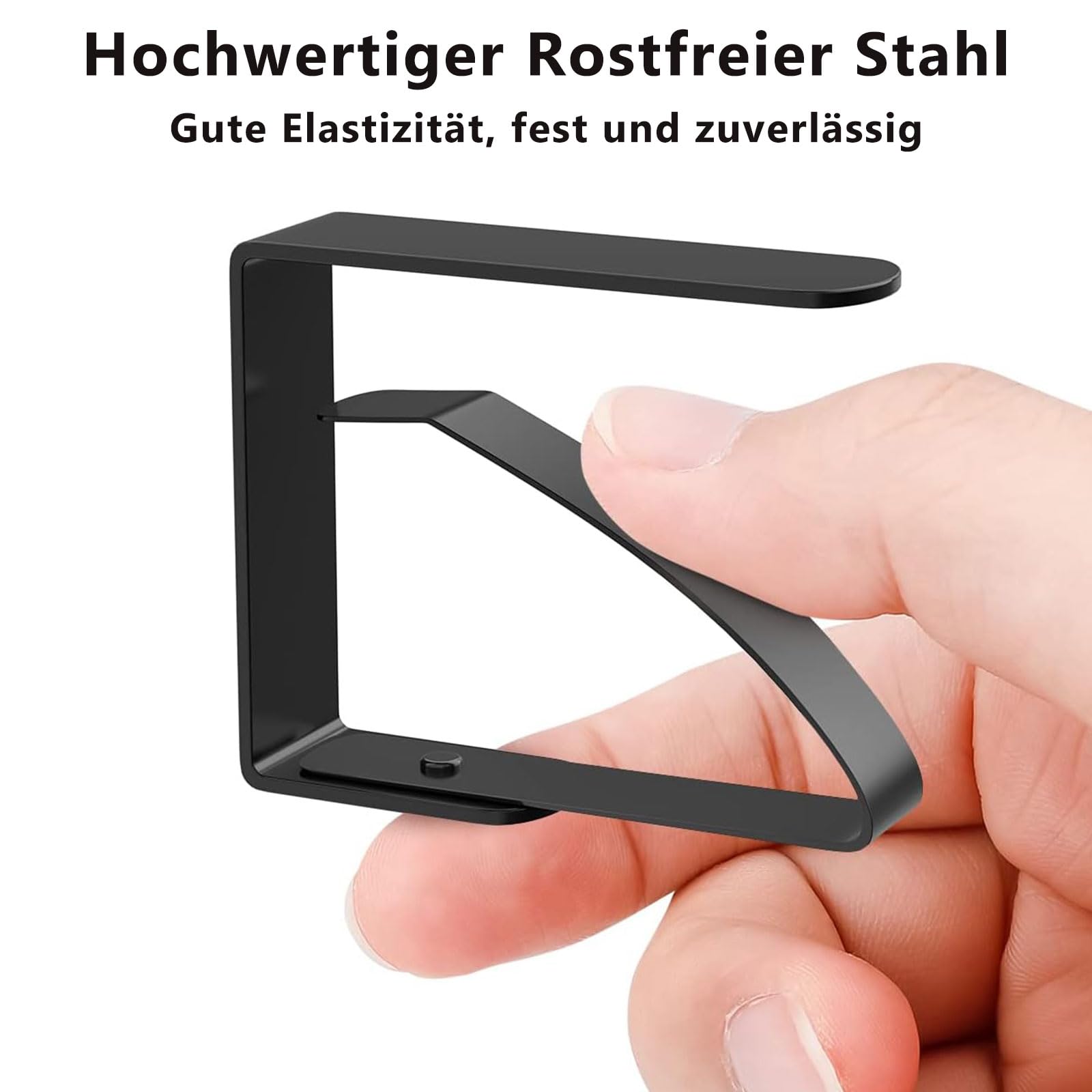 VIKY® Fermatovaglia grande, 7 cm, fermatovaglia, in acciaio inox, 6 pezzi, per esterni, per tavoli da pranzo, picnic, feste, matrimoni (nero)