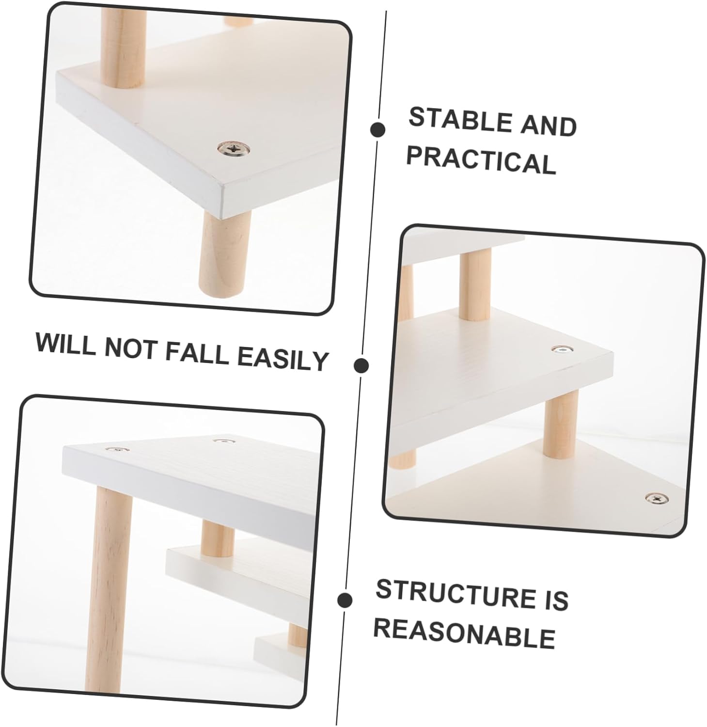 Mobestech 3-Tier Wooden Display Stand for Figurines and Toys White Multi-functional Riser Shelf 24x12cm for Desktop Showcase Easy Organization for Collectibles