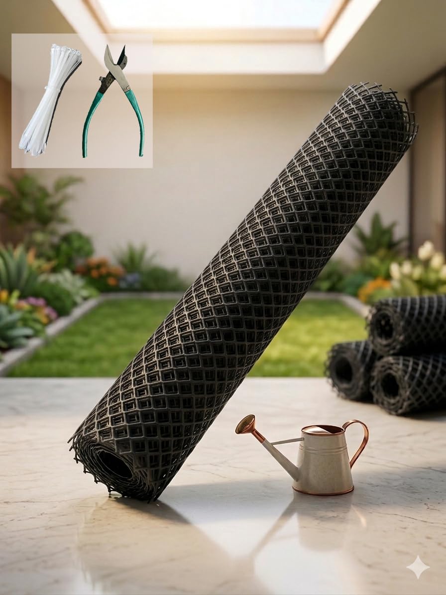 Fencing Net, UV Stabilized, Tree Gaurd net, Anti Bird Net Black Color with 1 Cutter and PVC Tags are Free|| 3.3 x 70 Foot-image-46