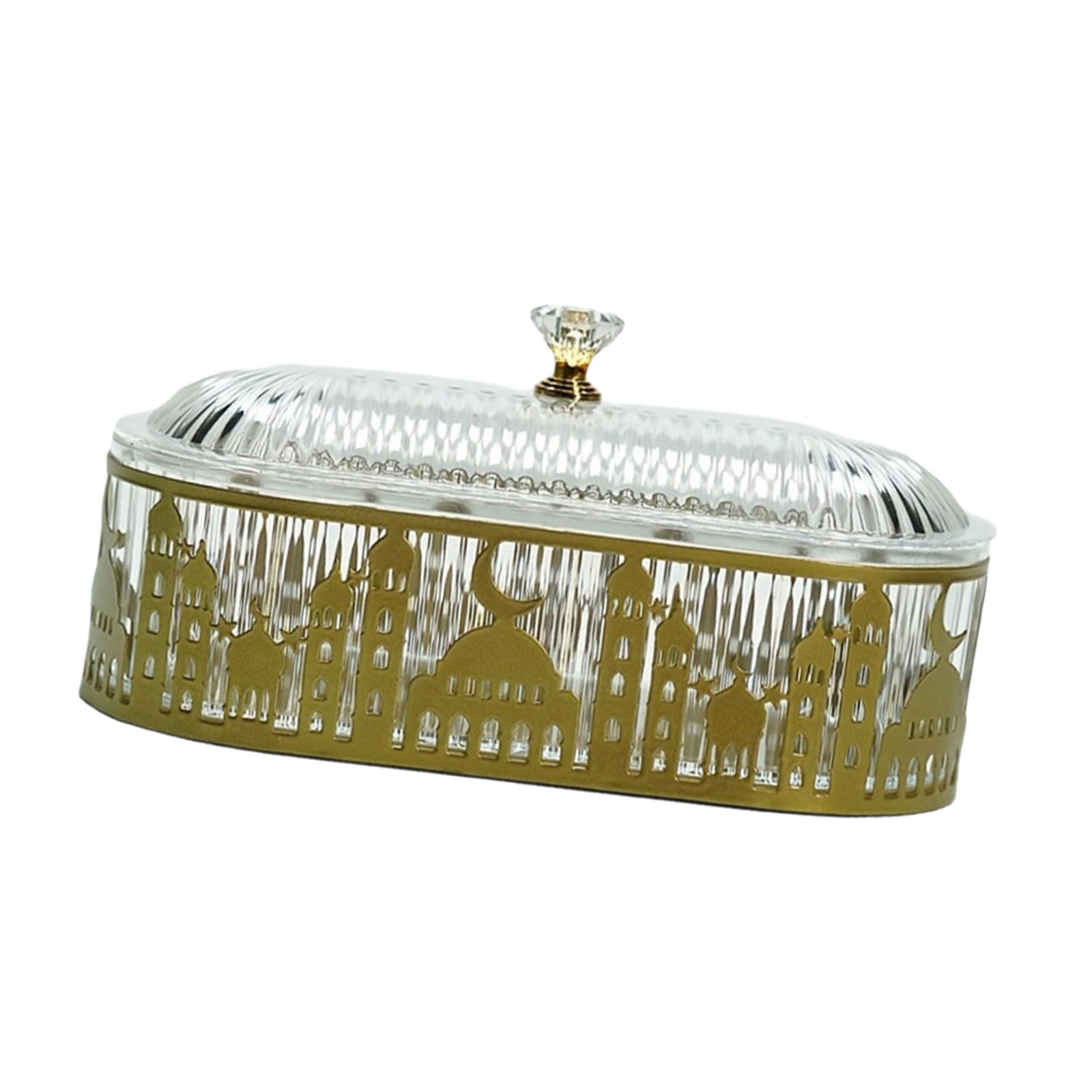 Unique Iron Snacks Tray Bread Storage Plate with Lid Iron Serving for Eid Mubaraks Celebration and Home Decoration Storage Rack