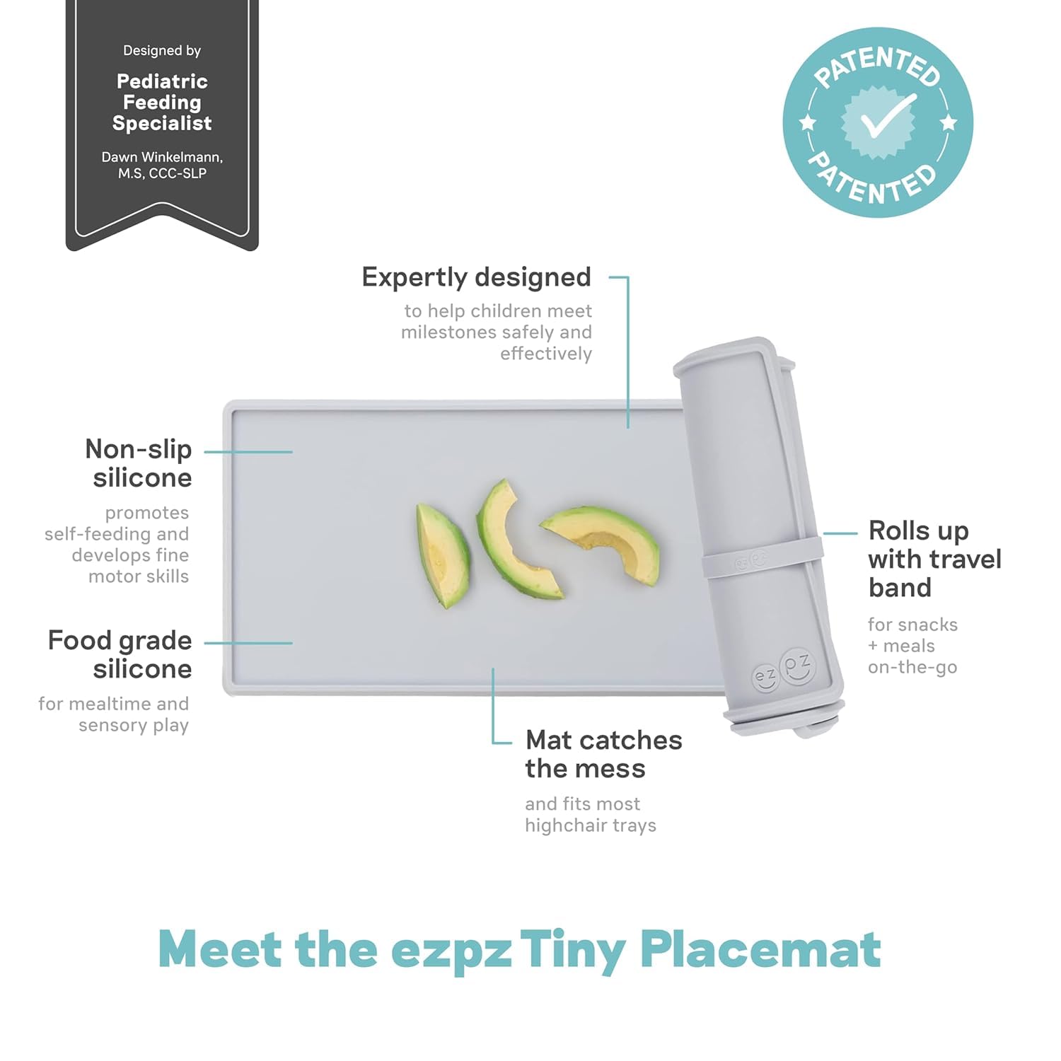 ezpz Tiny Spoon + Tiny Placemat - baby essentials spoon and mat
