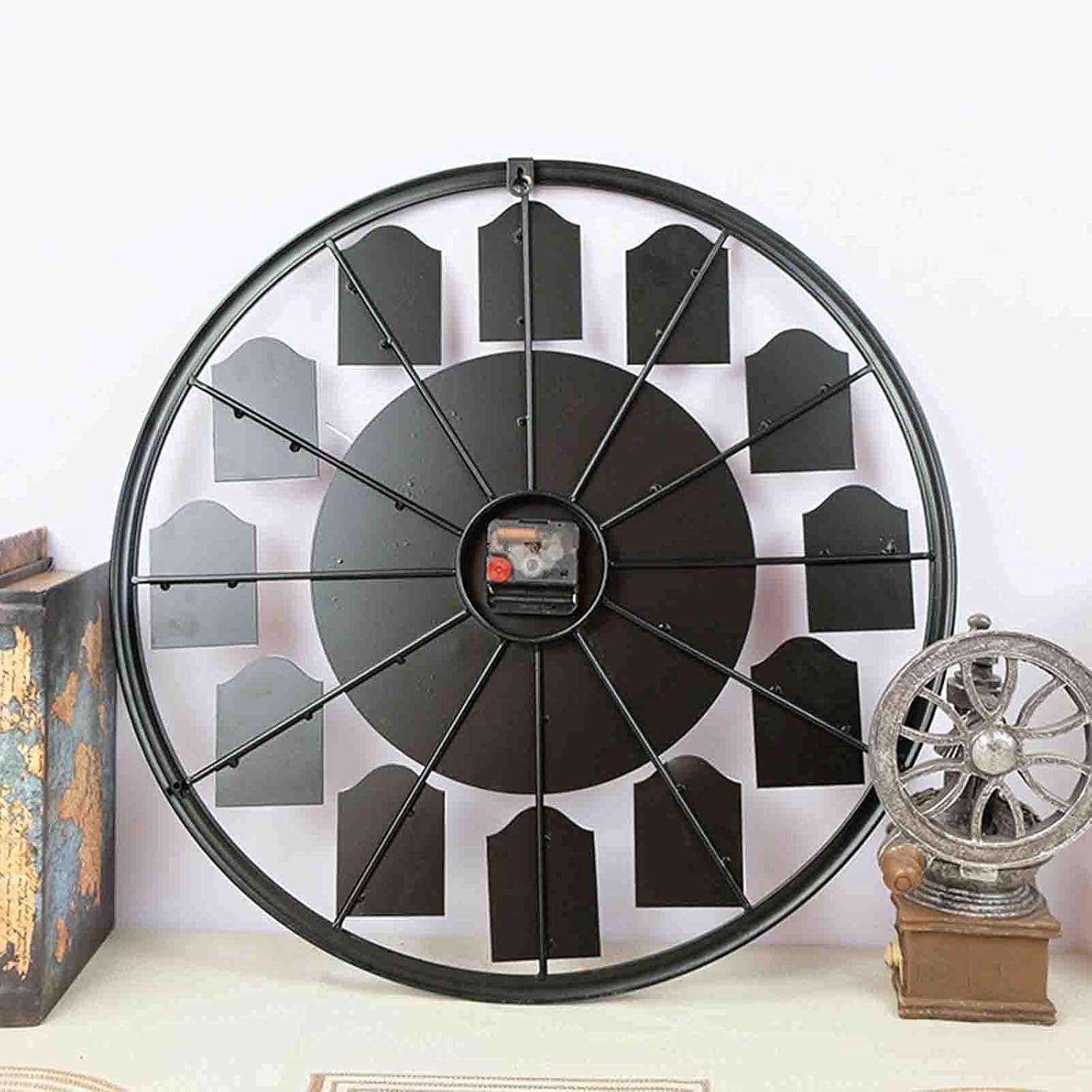 Garden Wall Clock Outdoor Garden Wall Clock Large Simple Creative Garden Wall Clock Silent Outdoor Clock Round Wrought Iron Clock for Home Living Room Bedroom