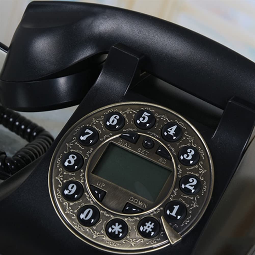 Telefono Fisso retrò ， Telefono Fisso con Filo, Tasti Dorati, 18x20x22 cm