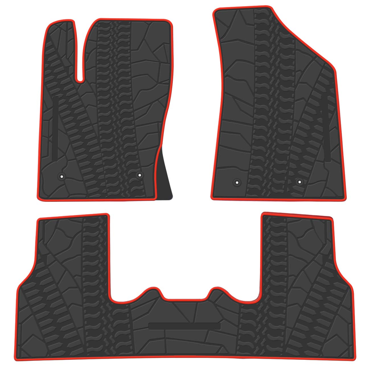biosp Car Floor Mats for Jeep Compass 2017 2018 2019 Front And Rear Heavy Duty Rubber Liner Set Black Red Vehicle Carpet Custom Fit-All Weather Guard Odorless