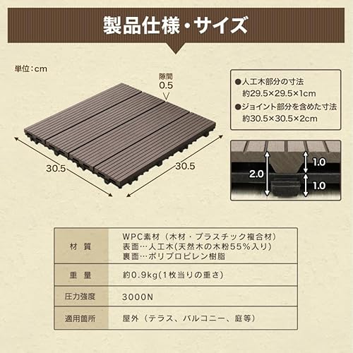 WEIMALL 人工芝パネル 27枚セット 30cm×30cm 芝丈3cm の商品画像 11