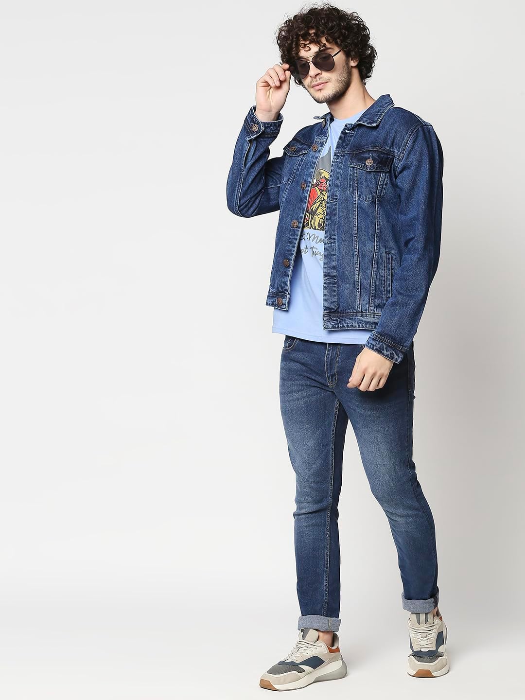 HIGH STAR Men's Cotton Full Jacket (HSJKT1182_D_Blue_Small)