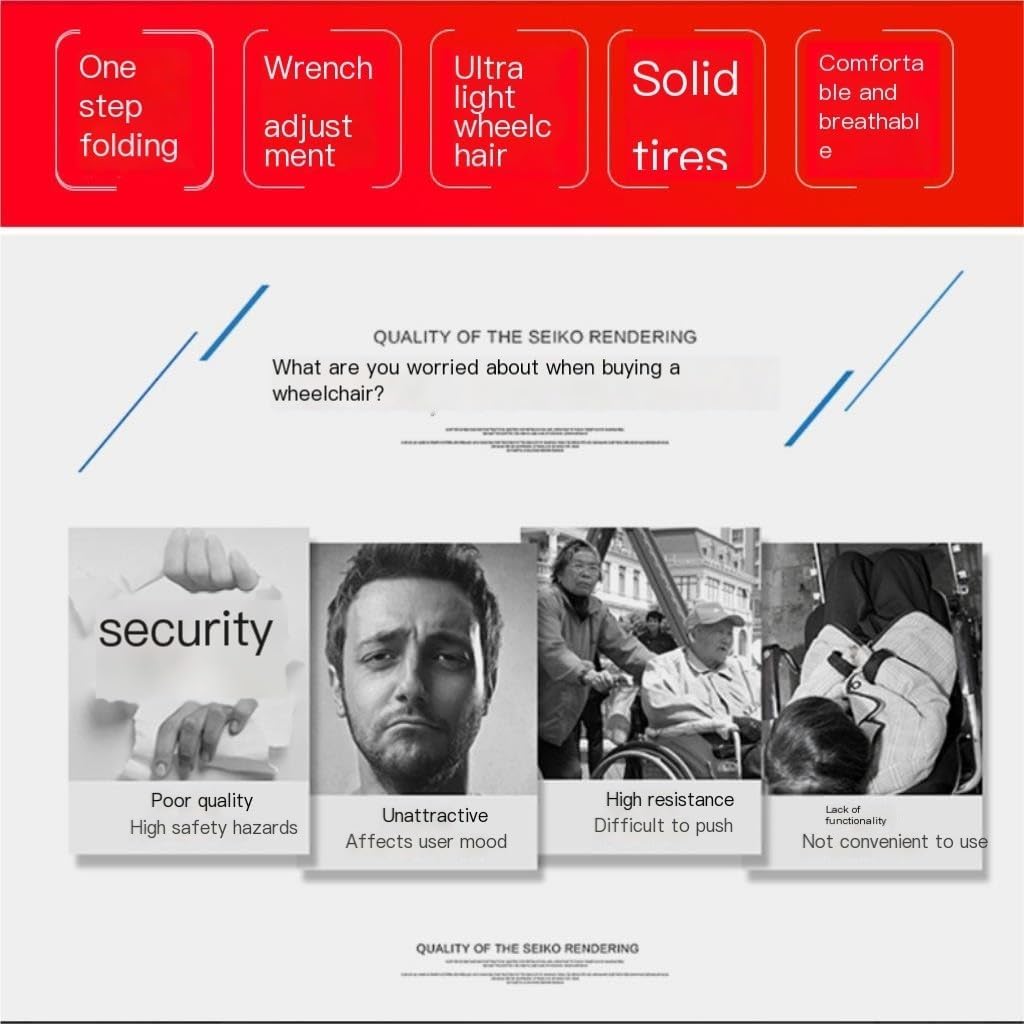 簡易車椅子 折りたたみ式、超軽量、ポータブル、厚みのあるアルミニウム合金高齢者用手押しモビリティ車椅子 車椅子(Orange)