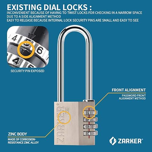 Miniatura 4 de X50L - Cerradura de combinación de grillete largo resistente de 4 dígitos, 1 paquete