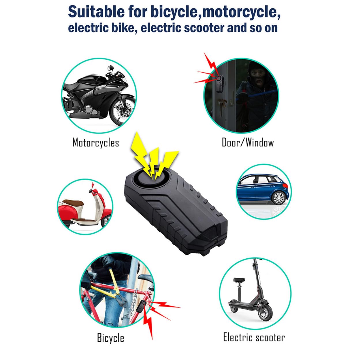 Fahrrad Alarm aktualisiert Drahtloser Vibrations-Bewegungssensor Wasserdicht Diebstahlsicherung 113dB mit Fernbedienung für Fahrrad Motorrad Auto Roller Fahrzeuge