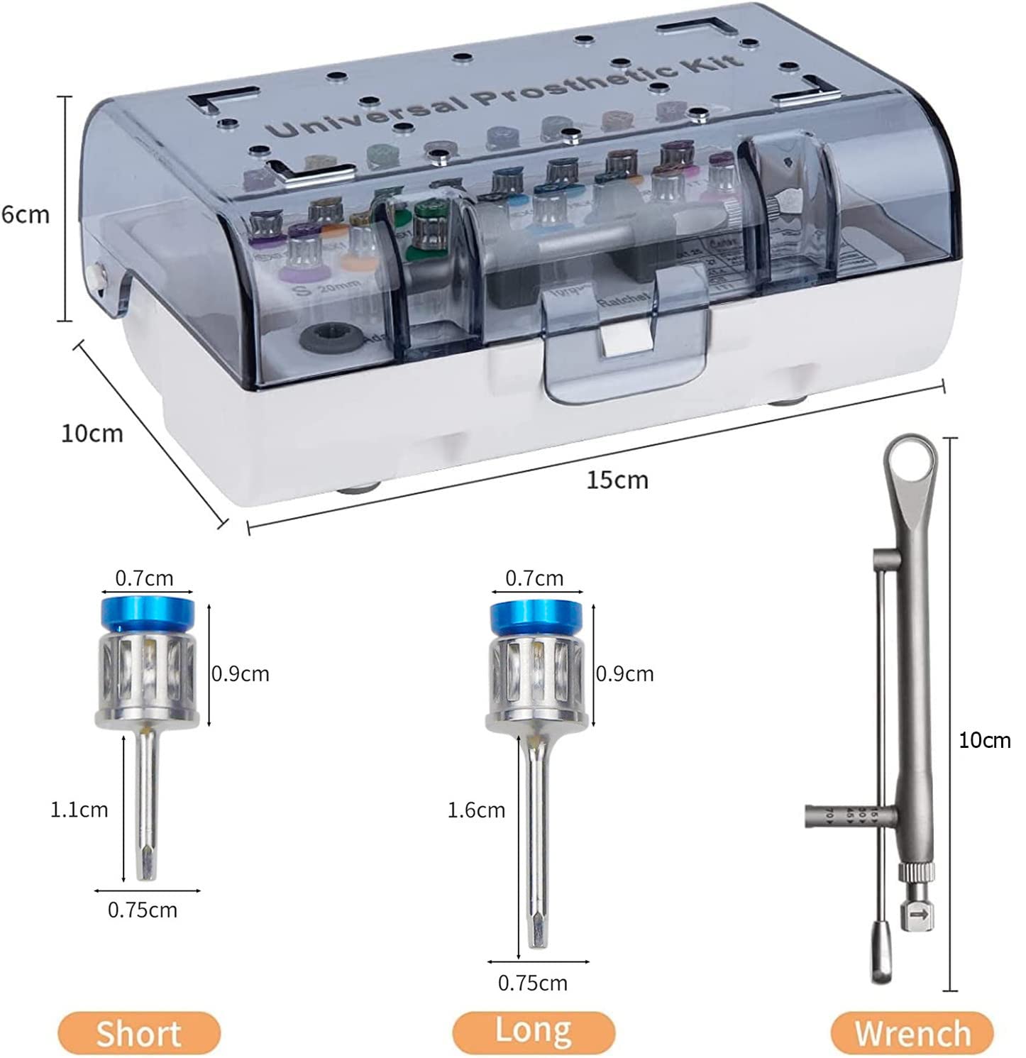 Implant Torque Wrench Kit, Dental Restoration Tools, Kit di Strumenti per Il Restauro Dell'impianto Dentale con 16 Pezzi Cacciavite Torque Chiave A Cacciavite Strumenti