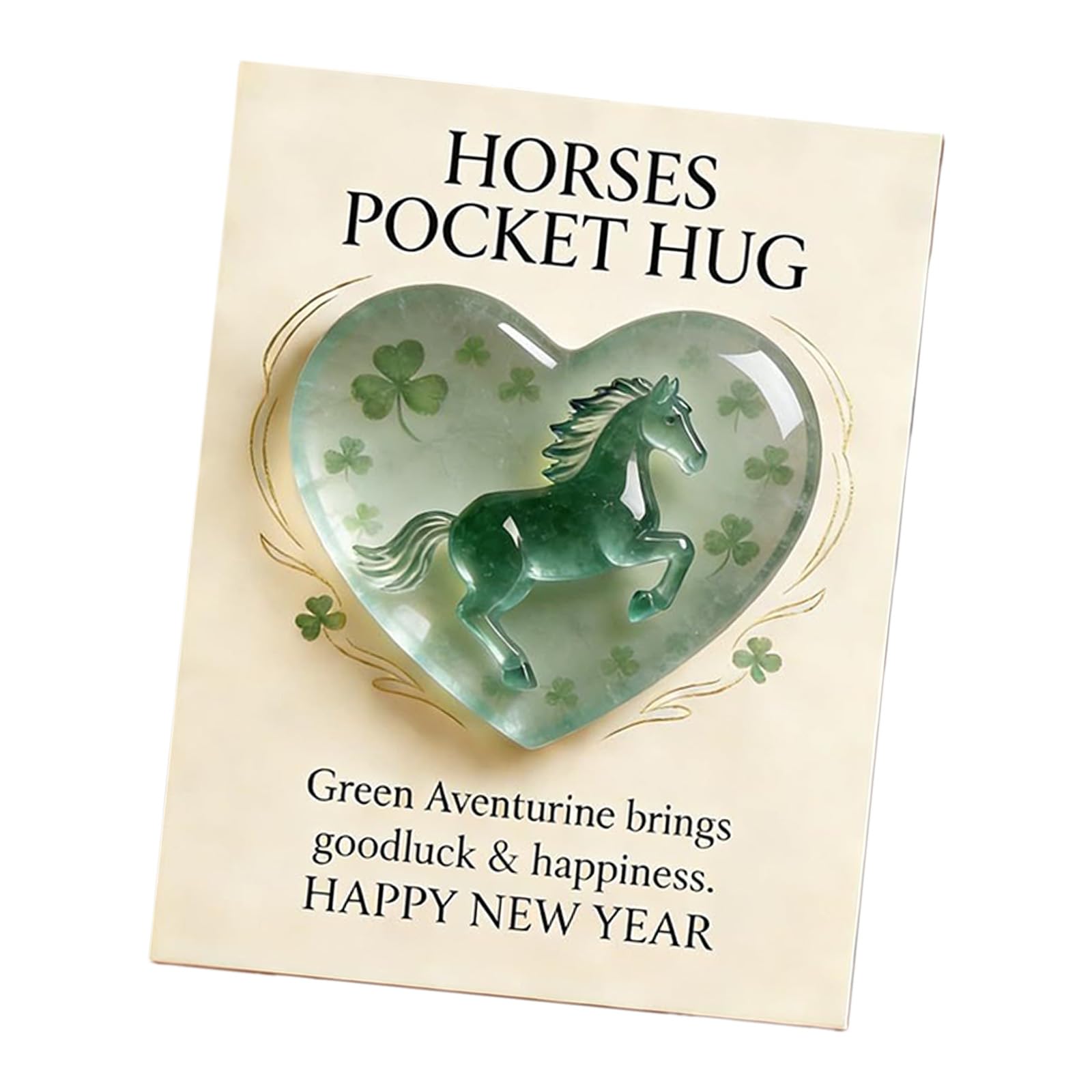 PANGBOER Hug with Gifts Card Horse Statue for Bookshelf Meditations Decoration Meaningful Family and Friend Crystal Horse Decoration