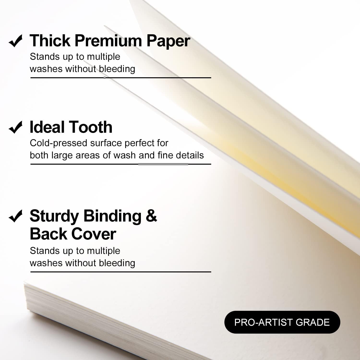 ArtBeek Watercolor Paper Block,11" x 14" Watercolor Block 32 Sheets 100% Cotton Cold Press 140lb/300GSM