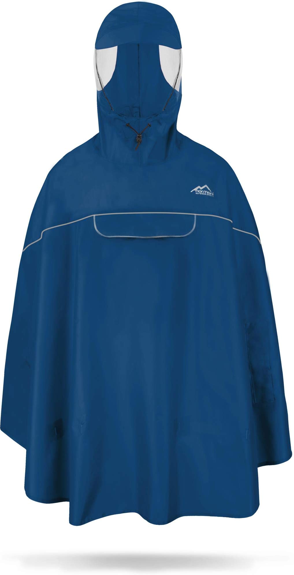 normani Wasserdichter Fahrrad-Regenponcho Regencape für Damen und Herren - Kapuze mit Sichtfenster - Wassersäule: 12.000 mm - 3M™ Scotchlite™ Reflektor und YKK-Reißverschluss
