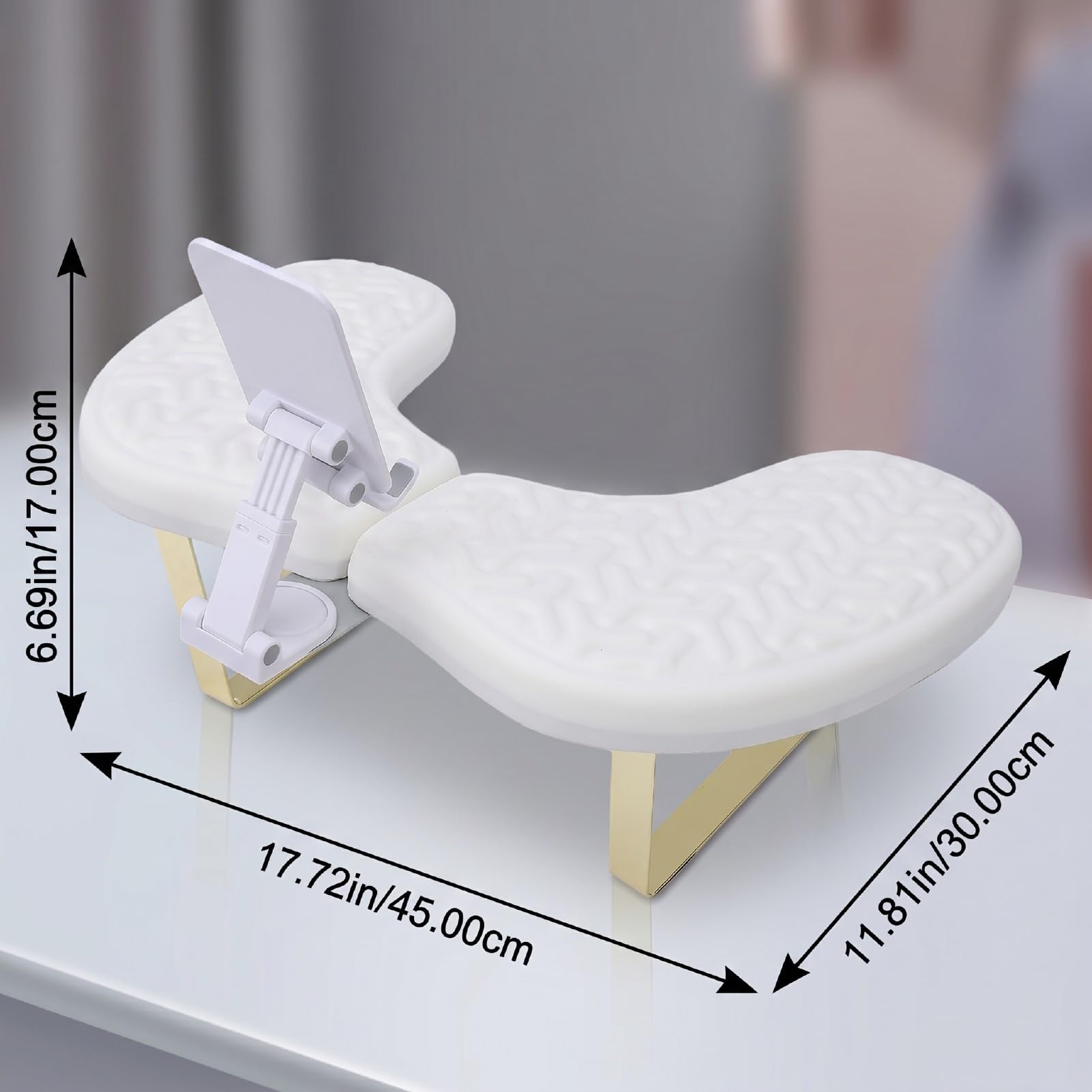 Reposabrazos para Uñas en Forma de U Soporte Ergonómico y Transpirable con Cojín de Espuma Viscoelástica Impermeable Accesorio Profesional para Mesa de Manicura