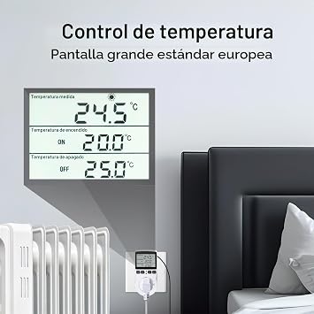 250V Digital Thermostatic Plug with Temperature Sensor and LCD - Heating/Cooling for Greenhouse, Terrarium, Aquarium, Reptiles (EU Plug)