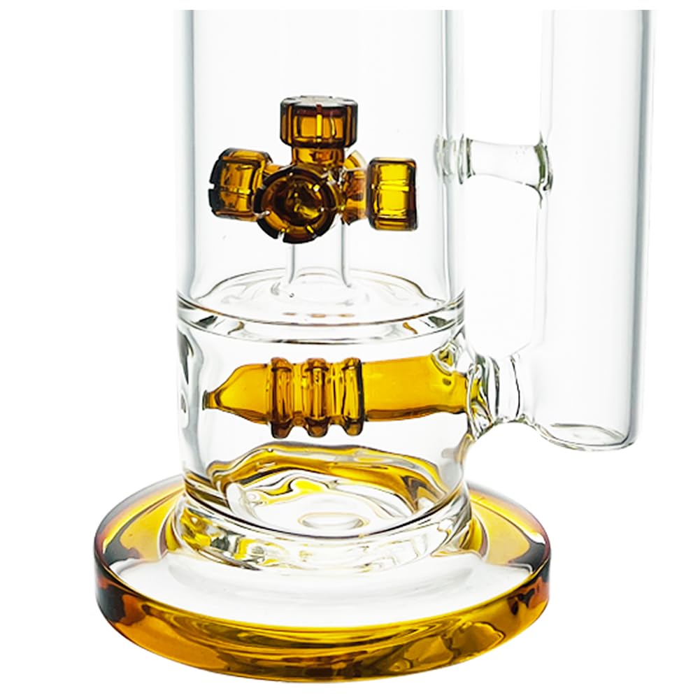 Schwere Glasbong, Höhe 33cm,Schwer 840g, Wasserbongs zum Rauchen, 18.8mm Schüssel, Shisahs,Filter Dicke Glas Bongs (Gelb)