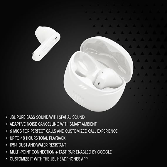JBL Tune FLEX2 NC Earbud TWS Headphone,Ghost Black